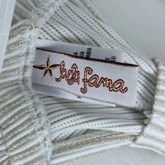 Luli Fama Shimmery Beige V-Neck Drawstring Swim Coverup - Picture 5 of 9